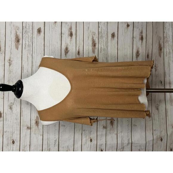 Free People Tops - Free People tan lagenlook boho Bittersweet linen-blend cold shoulder top Size XS